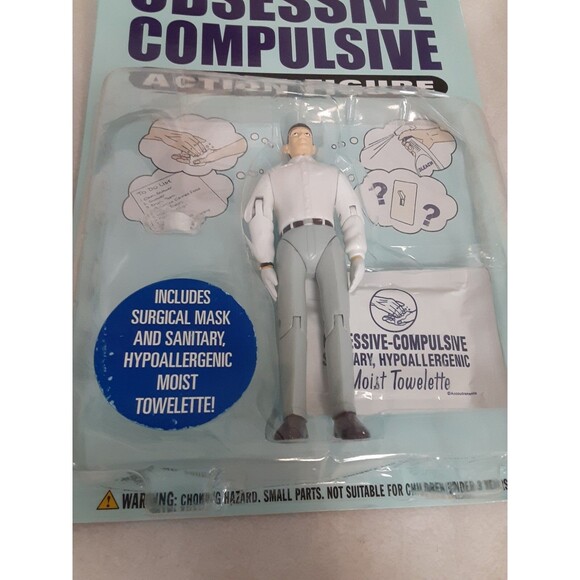 Obsessive Compulsive Action Figure MOC 2005 Face Mask & Moist Towelette NIP - Picture 2 of 9